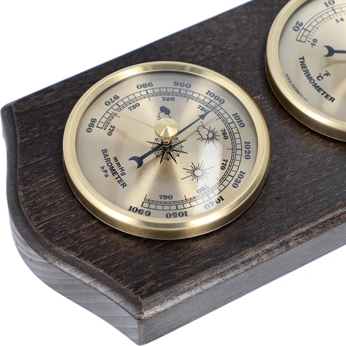 Retro ilmajaam - pähklivärvi, kuldsete sihverplaatidega - 3