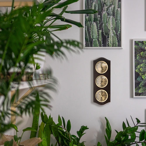 Retro ilmajaam - pähklivärvi, kuldsete sihverplaatidega - 6