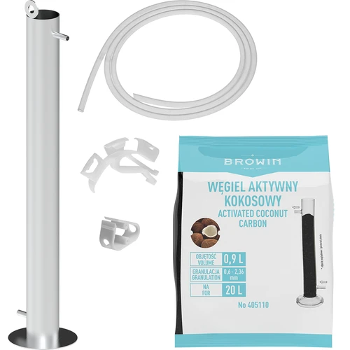 Roostevabast terasest filtrikolonn, riputatav, komplektis tarvikud ja aktiivsüsi