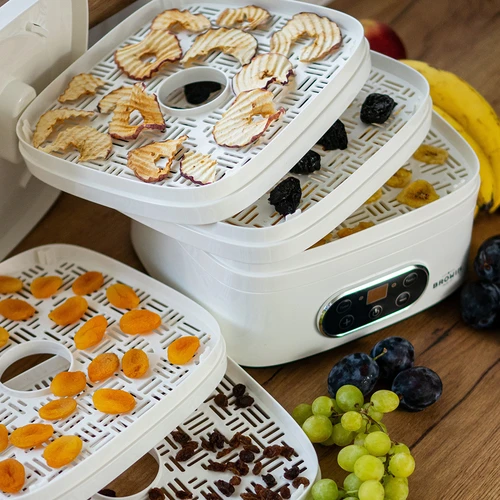 Seente, puuviljade, köögiviljade ja ürtide kuivati, reguleeritava temperatuuriga, 240 W, valge - 19