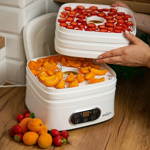 Seente, puuviljade, köögiviljade ja ürtide kuivati, reguleeritava temperatuuriga, 240 W, valge - 20