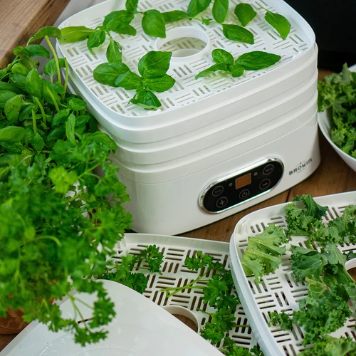 Seente, puuviljade, köögiviljade ja ürtide kuivati, reguleeritava temperatuuriga, 240 W, valge - 23