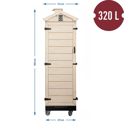 Sertifitseeritud vineerist raamita suitsutuskamber, 320 L, ratastega - 4