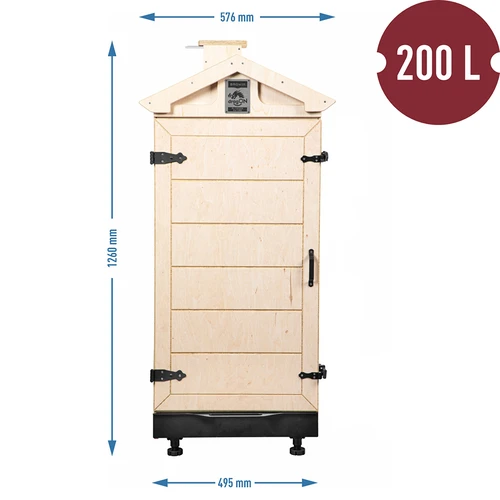 Sertifitseeritud vineerist suitsutuskamber, raamita, 200 L, ratastega - 4