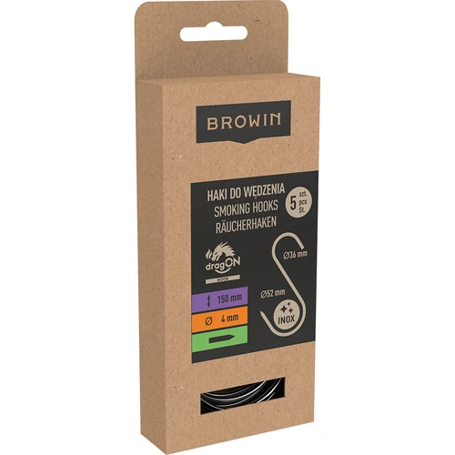 Suitsutamiskonksud - S-kujulised, teritatud, 4 mm x 150 mm, 5 tk. - 3