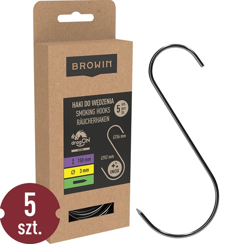 Suitsutuskonksud – S-kujulised, teritatud, 3 mm x 150 mm, 5 tk