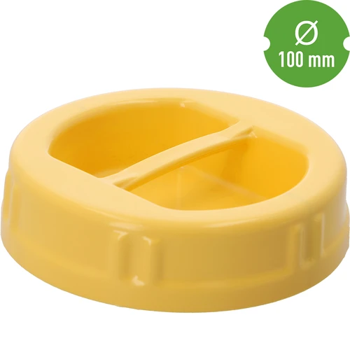 TO plastist kaas fi 100 mm, kollane, käepidemega, klaaspurkidele - 3