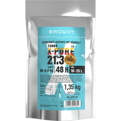 Turbo-pärm X-Pure 21,3 %, 10x25L - 1,35kg