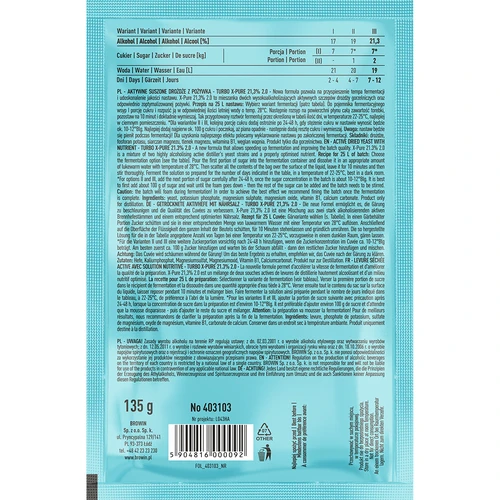 Turbo-pärm X-Pure 21,3% 48h, 25 L - 2