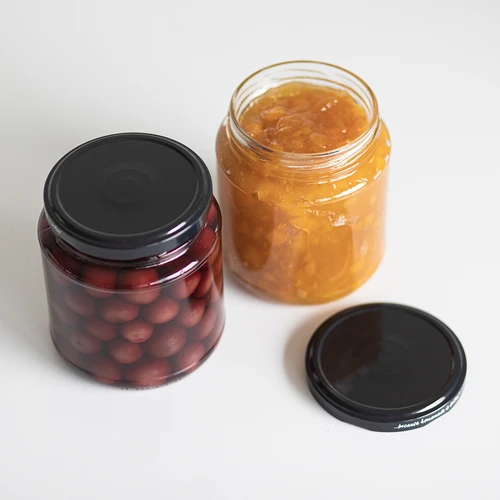 Twist-off purk „grubasek”, 580 ml, musta kaanega, fi 82/6, 6 tk - 7