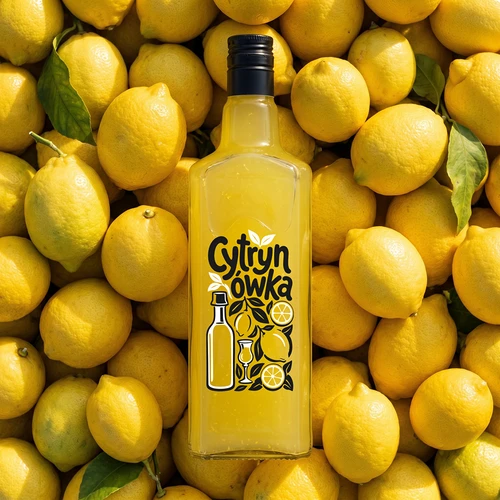 Tynktura pudel 500 ml, trükiga „Cytrynówka” ja keeratava korgiga - 6