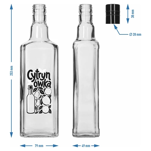 Tynktura pudel 500 ml, trükiga „Cytrynówka” ja keeratava korgiga - 5