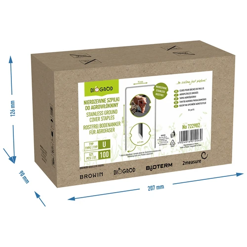 U-tüüpi roostevabad kinnitusklambrid agrotekstiilile - 100 tk. - 8