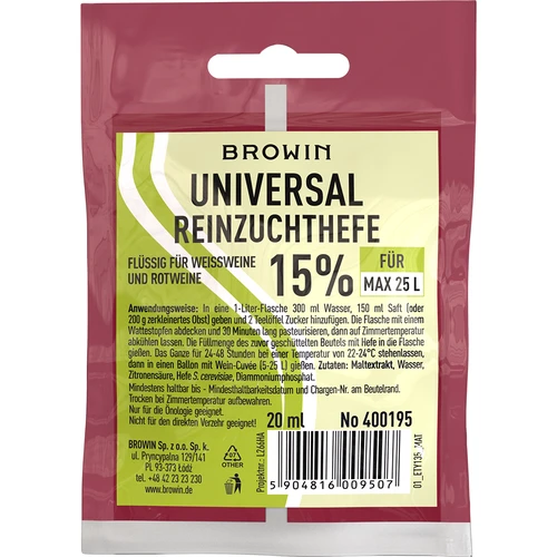 Universaalne veinipärm, 20 ml DE/EN