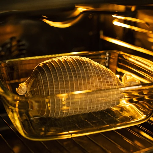 Valge lihavalmististe võrk mõõtmetega 12,5 cm x 5 m, termiline vastupidavus kuni 220°C - 6