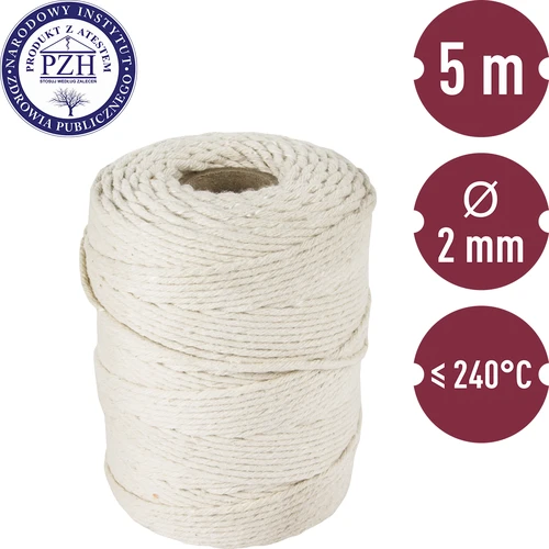 Valge puuvillane lihasidumisnöör (240 °C) 55 m - 3