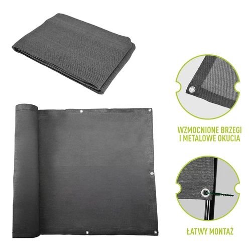 Varjutusvõrk (80%, 140 g/m2) 0,9x5 m, grafiitne - 6