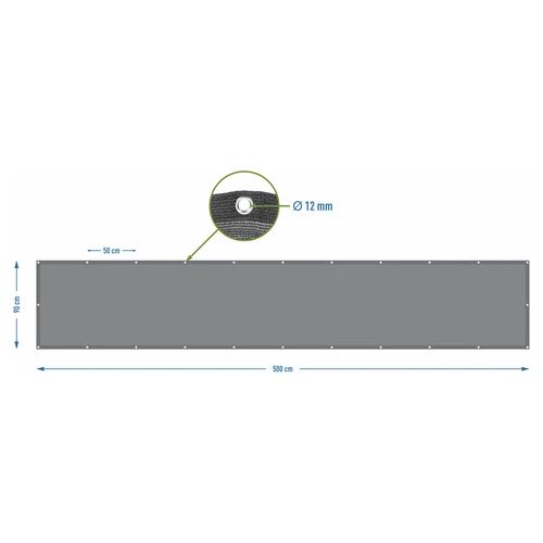 Varjutusvõrk (80%, 140 g/m2) 0,9x5 m, grafiitne - 7