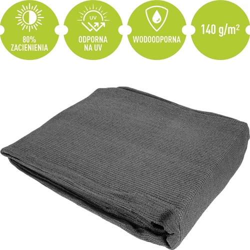 Varjutusvõrk (80%, 140 g/m2) 1,5 x 5 m, grafiitne - 5