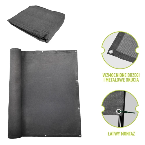 Varjutusvõrk (80%, 140 g/m2) 1,5 x 5 m, grafiitne - 6