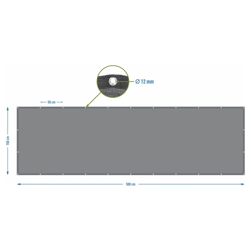 Varjutusvõrk (80%, 140 g/m2) 1,5 x 5 m, grafiitne - 7