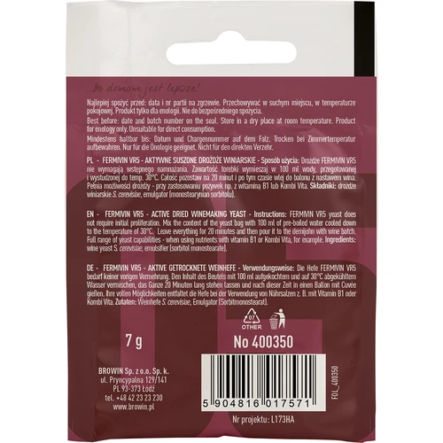 Veinipärm Fermivin VR5, 7 g - 2