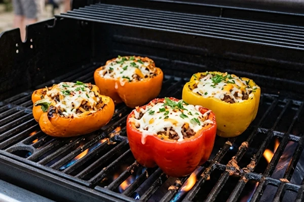 Täidetud paprikad gaasigrillil