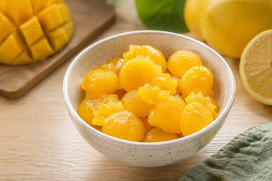 Kodused mangokummikommid pekt iiniga