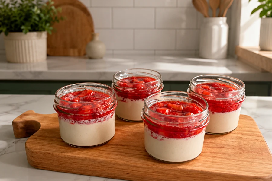 Vegan panna cotta maasikatega